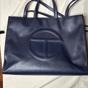 Telfar Blue Tote Bag with Embossed Logo